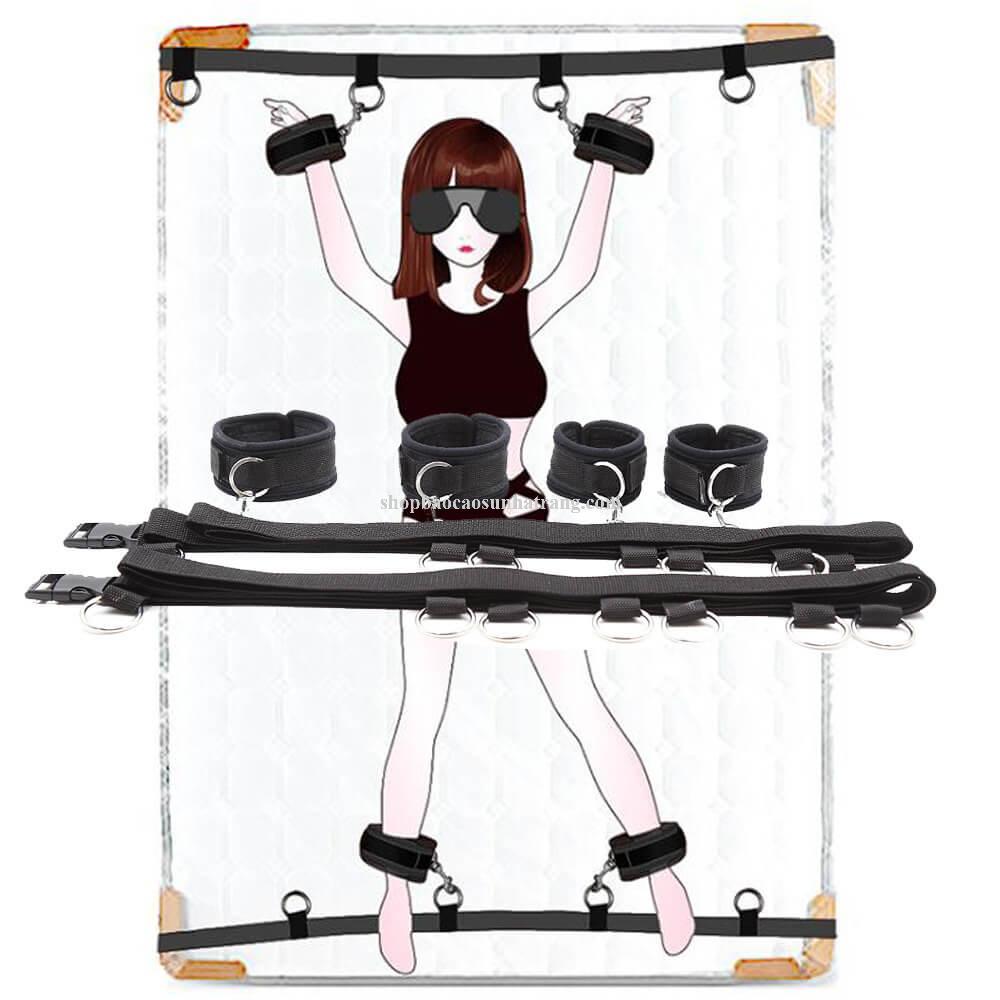 Bộ BDSM Trói Tay Chân Vào Giường Nệm
